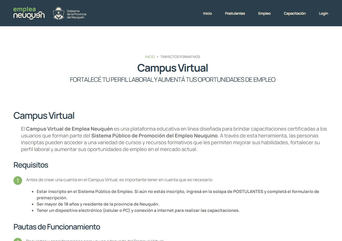 Campus Virtual de Emplea Neuquén